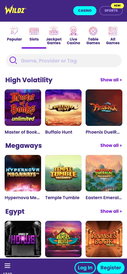 Wildz Casino screenshot